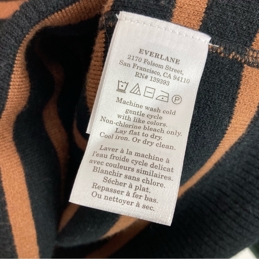 Everlane Black and Brown Striped Crewneck Sweater Medium - Picture 8 of 11
